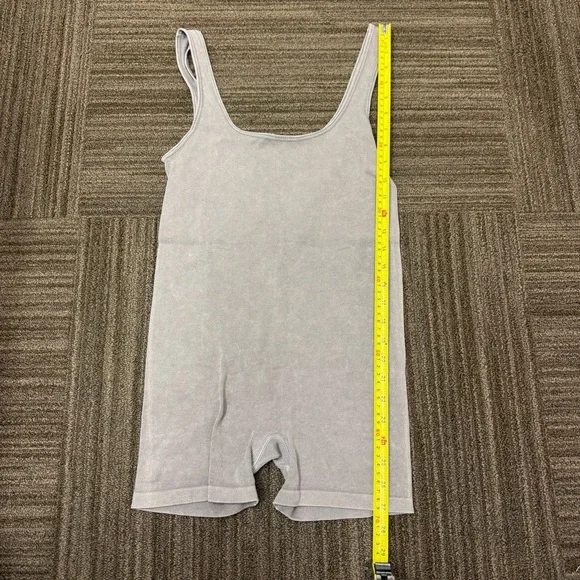 Forever 21 Gray Washed Ribbed Sleeveless Tank Romper Workout One Piece - Picture 2 of 7